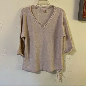 DKNY Jeans V-Neck Beige Sweater Size Medium